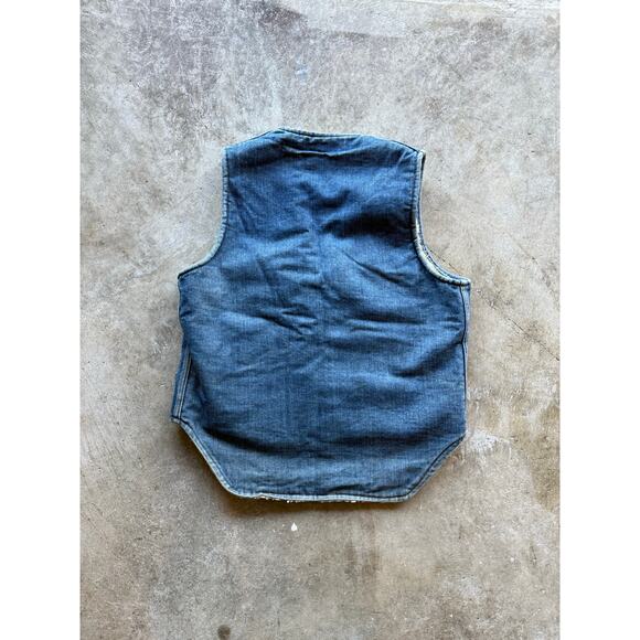 Vintage 1980s Carter's Denim Sherpa-Lined Vest Size Small Made In USA Talon Zip - Picture 2 of 7